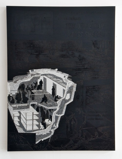 GIMME SHELTER 4, 1962, 2009, LASER CUT FORMICA, WOOD, 121.92 × 91.44 CM