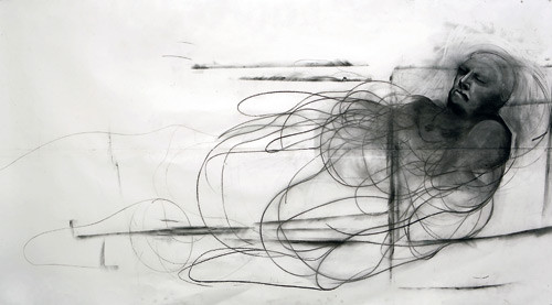 Sleeping Giant, 2005, charcoal on paper, 210 x 370 cm